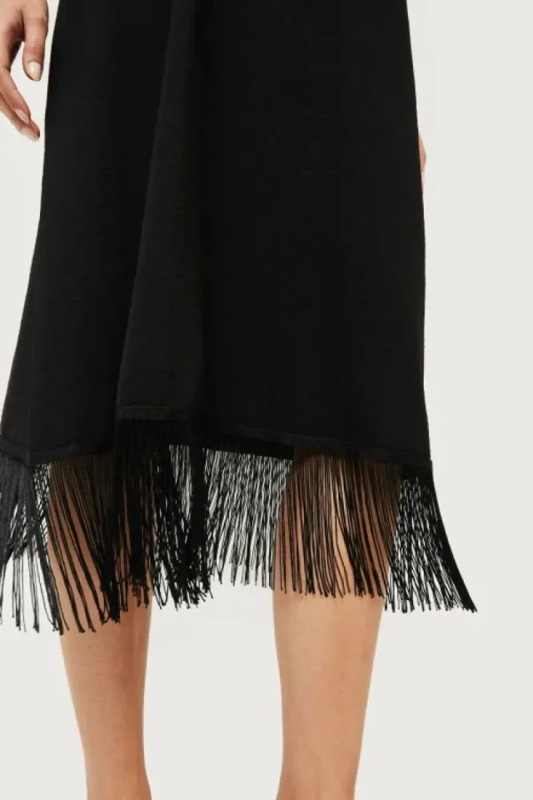 Vestido halter con flecos negro-COMPAÑIAFANTASTICA Shop