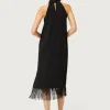 Vestido halter con flecos negro-COMPAÑIAFANTASTICA Shop