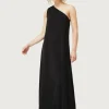 Vestido largo asimétrico negro-COMPAÑIAFANTASTICA Flash Sale
