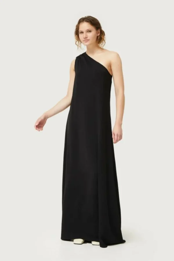 Vestido largo asimétrico negro-COMPAÑIAFANTASTICA Flash Sale