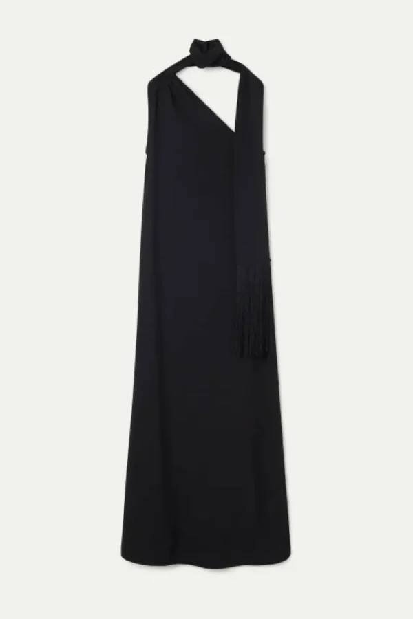 Vestido largo asimétrico negro-COMPAÑIAFANTASTICA Flash Sale