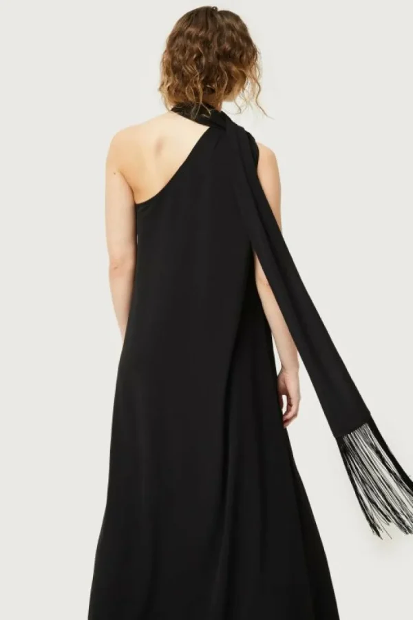Vestido largo asimétrico negro-COMPAÑIAFANTASTICA Flash Sale