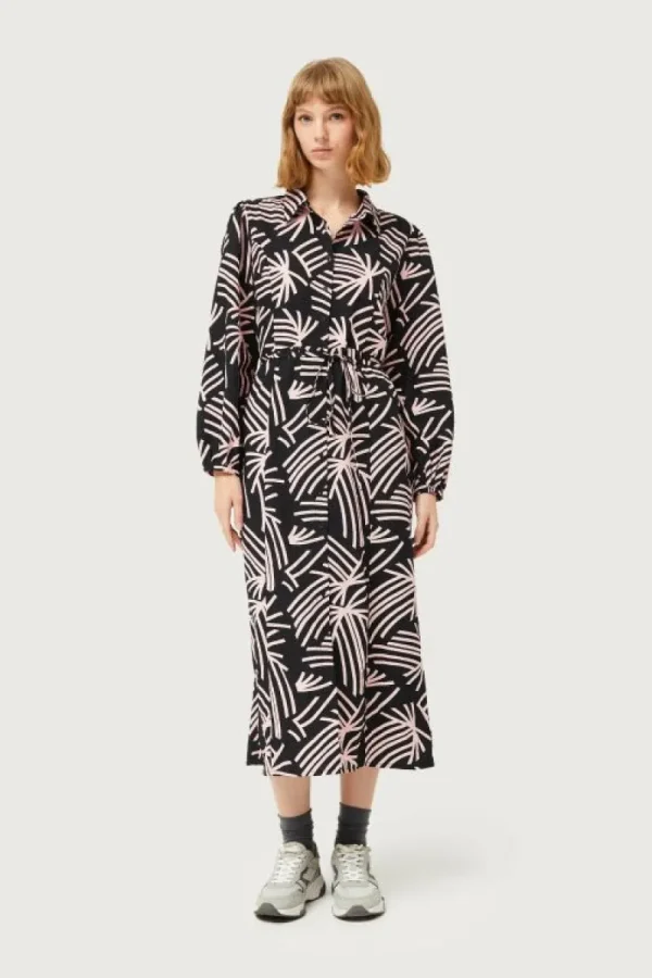 Vestido largo camisero estampado abstracto Fénix-COMPAÑIAFANTASTICA Best