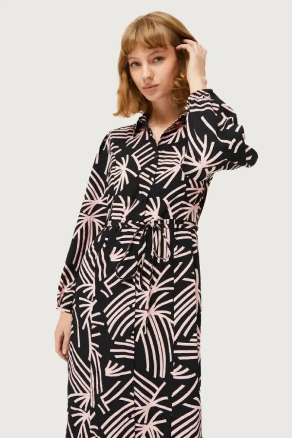 Vestido largo camisero estampado abstracto Fénix-COMPAÑIAFANTASTICA Best