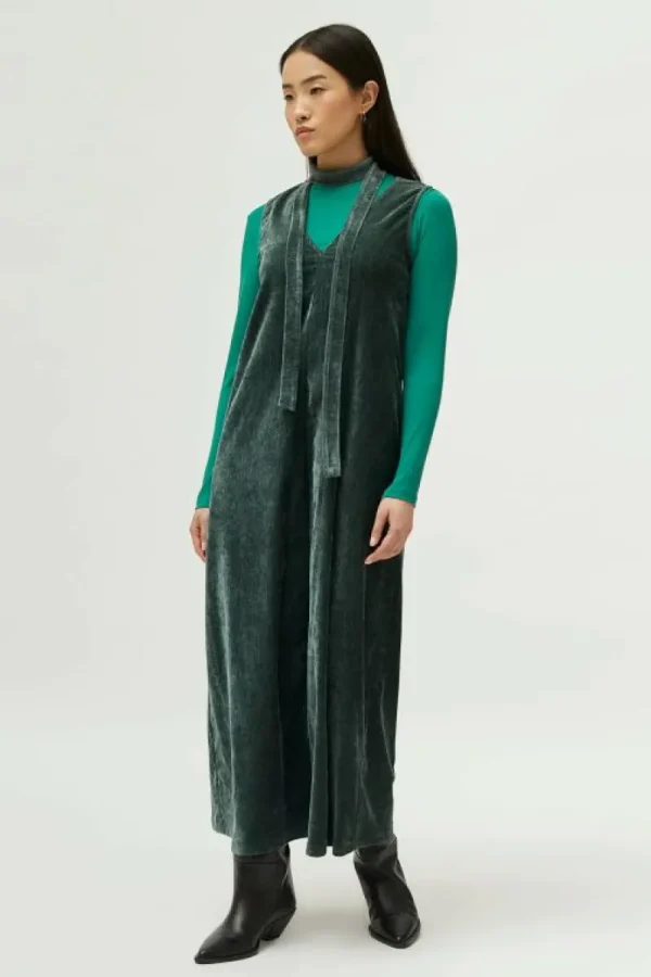 Vestido largo de chenilla verde-COMPAÑIAFANTASTICA New