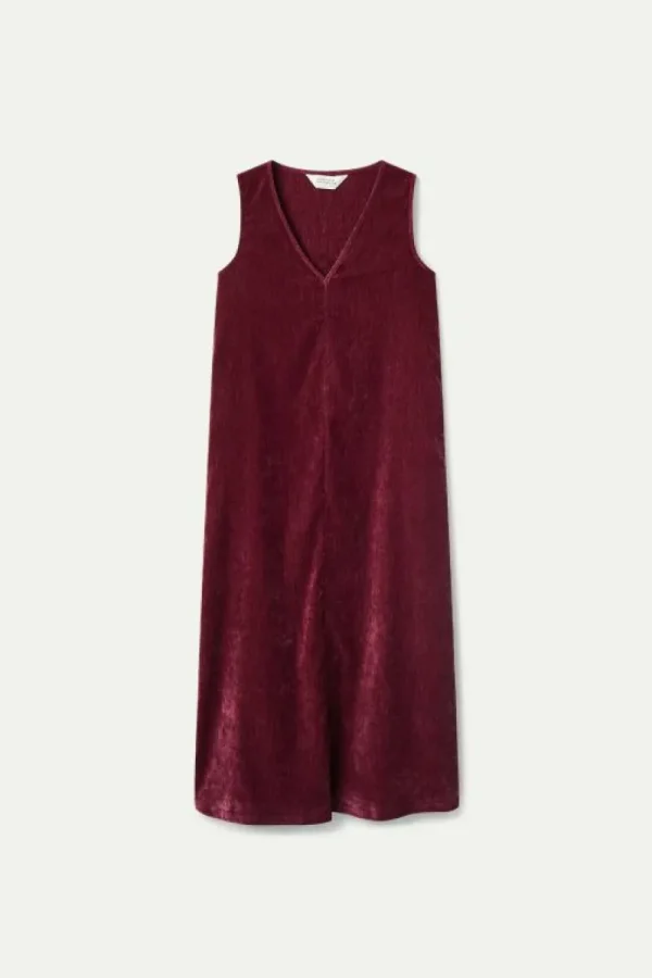 Vestido largo de chenilla burdeos-COMPAÑIAFANTASTICA Cheap