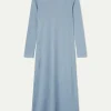 Vestido largo de punto azul-COMPAÑIAFANTASTICA Online