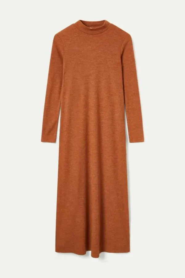 Vestido largo de punto marrón-COMPAÑIAFANTASTICA Online