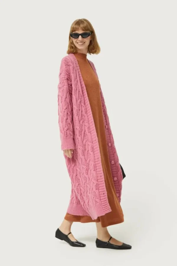 Vestido largo de punto marrón-COMPAÑIAFANTASTICA Online