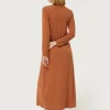 Vestido largo de punto marrón-COMPAÑIAFANTASTICA Online