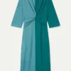 Vestido largo drapeado verde y azul-COMPAÑIAFANTASTICA Best