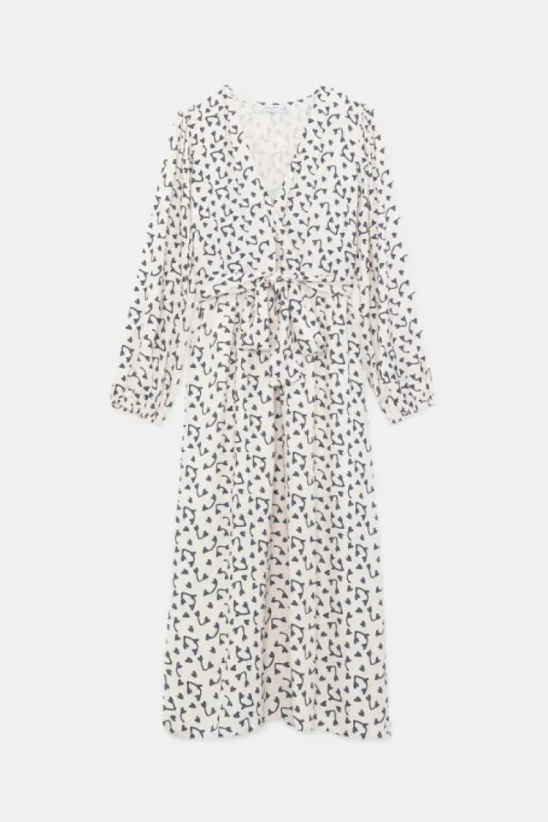 Vestido midi camisero con estampado de corazones-COMPAÑIAFANTASTICA Online