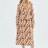 Vestido midi camisero con estampado de lunares-COMPAÑIAFANTASTICA Online