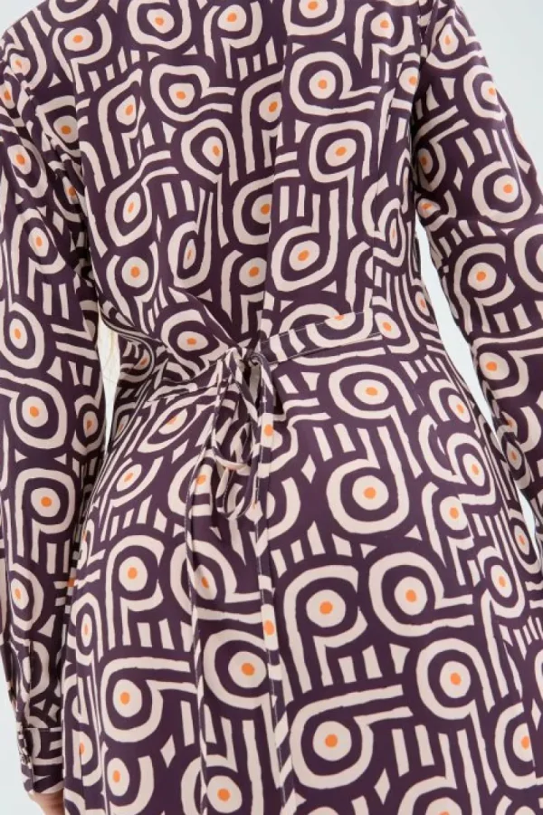 Vestido midi camisero con estampado geométrico retro-COMPAÑIAFANTASTICA Discount