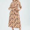 Vestido midi camisero con estampado de lunares-COMPAÑIAFANTASTICA Online