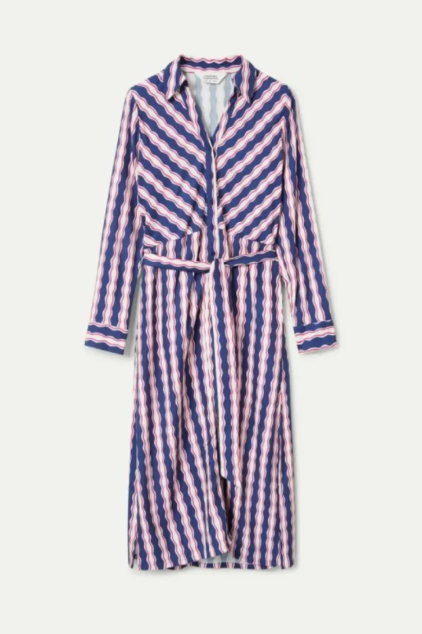 Vestido midi camisero estampado de rayas Serpentina-COMPAÑIAFANTASTICA Hot