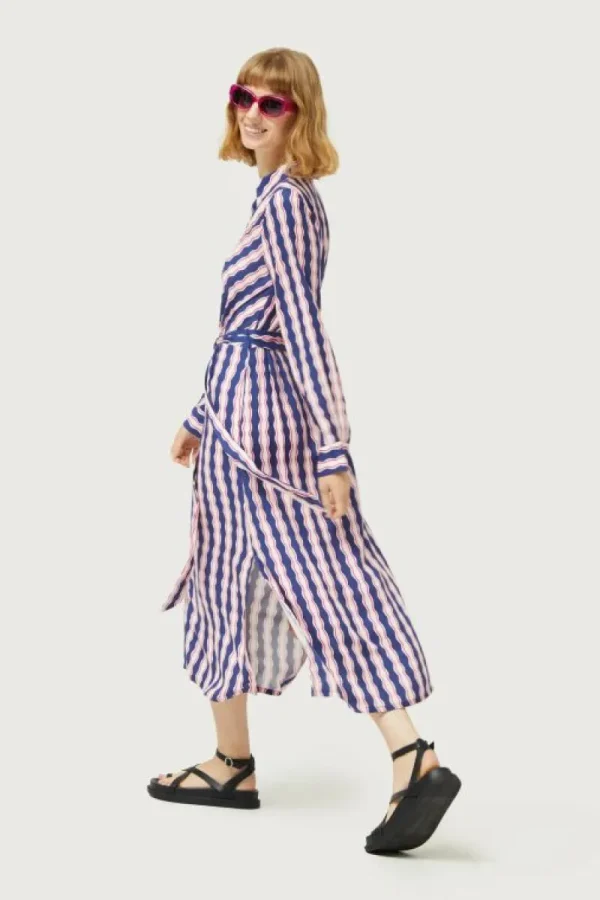 Vestido midi camisero estampado de rayas Serpentina-COMPAÑIAFANTASTICA Hot