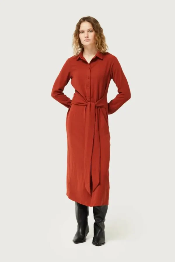Vestido midi camisero marrón-COMPAÑIAFANTASTICA Discount
