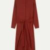 Vestido midi camisero marrón-COMPAÑIAFANTASTICA Discount