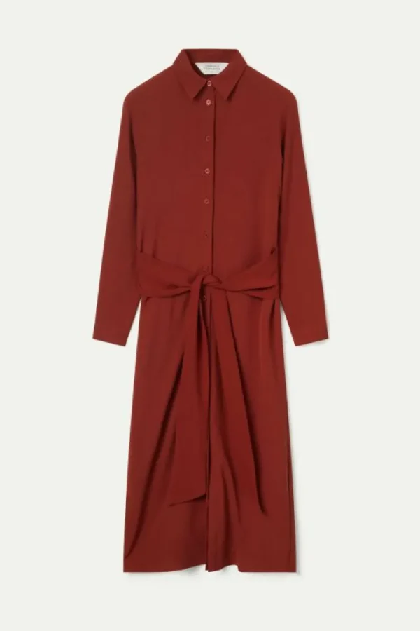 Vestido midi camisero marrón-COMPAÑIAFANTASTICA Discount