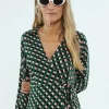 Vestido midi cruzado con estampado geométrico-COMPAÑIAFANTASTICA Online