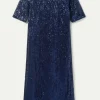 Vestido midi de lentejuelas azul-COMPAÑIAFANTASTICA Flash Sale