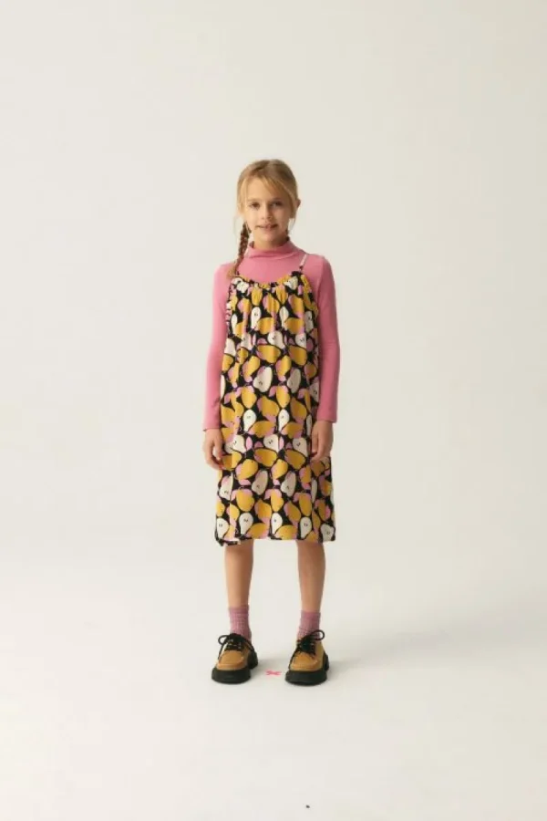 Vestido midi de niña con estampado de peras-MINI Online