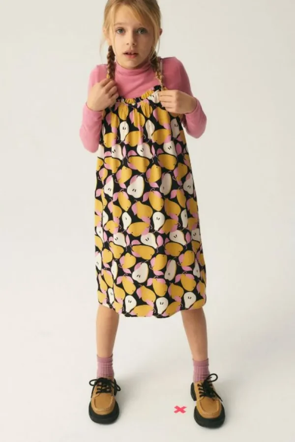 Vestido midi de niña con estampado de peras-MINI Online