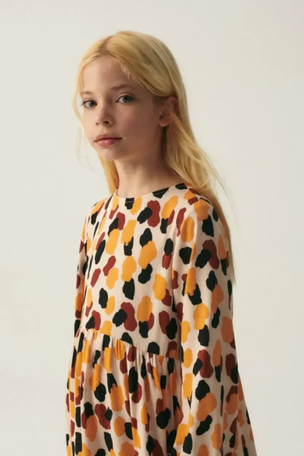 Vestido midi de niña con estampado de lunares-MINI Online