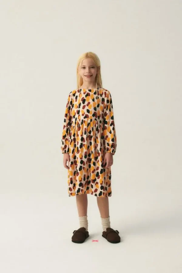 Vestido midi de niña con estampado de lunares-MINI Online