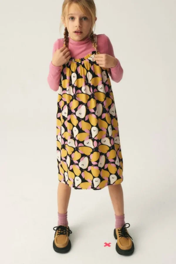 Vestido midi de niña con estampado de peras-MINI Online