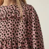 Vestido midi de niña con volantes y estampado de lunares rosa-MINI Discount