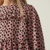 Vestido midi de niña con volantes y estampado de lunares rosa-MINI Discount