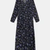 Vestido midi en viscosa LENZING™ ECOVERO™ con estampado floral azul-COMPAÑIAFANTASTICA Cheap