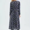 Vestido midi en viscosa LENZING™ ECOVERO™ con estampado floral azul-COMPAÑIAFANTASTICA Cheap