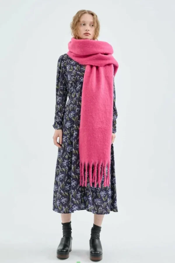 Vestido midi en viscosa LENZING™ ECOVERO™ con estampado floral azul-COMPAÑIAFANTASTICA Cheap