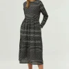 Vestido midi estampado de rayas negro-COMPAÑIAFANTASTICA Discount