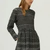 Vestido midi estampado de rayas negro-COMPAÑIAFANTASTICA Discount