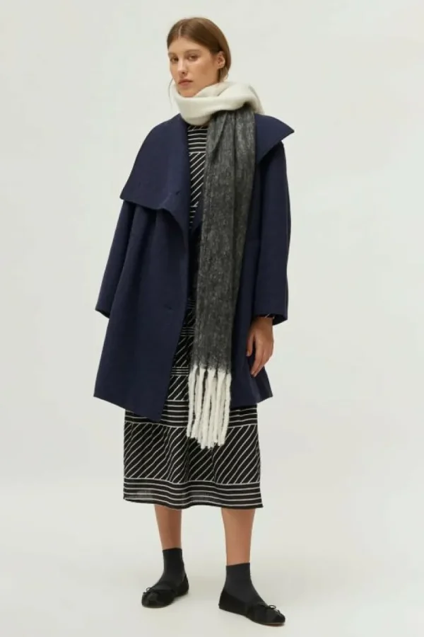 Vestido midi estampado de rayas negro-COMPAÑIAFANTASTICA Discount