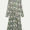 Vestido midi estampado geométrico verde-COMPAÑIAFANTASTICA Online