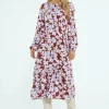 Vestido midi evasé con estampado de flores-COMPAÑIAFANTASTICA Cheap
