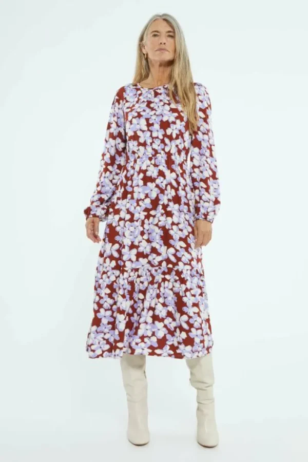 Vestido midi evasé con estampado de flores-COMPAÑIAFANTASTICA Cheap