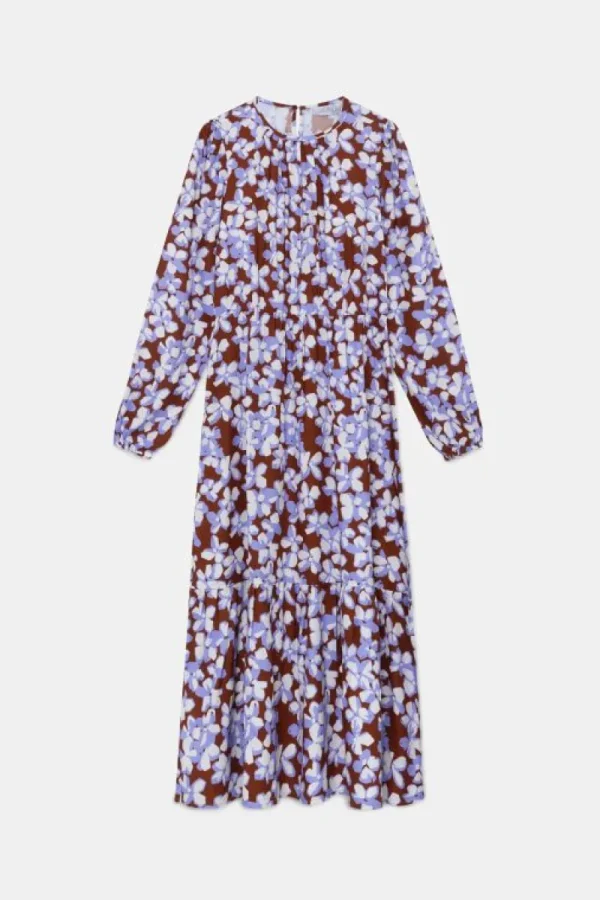 Vestido midi evasé con estampado de flores-COMPAÑIAFANTASTICA Cheap