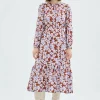 Vestido midi evasé con estampado de flores-COMPAÑIAFANTASTICA Cheap