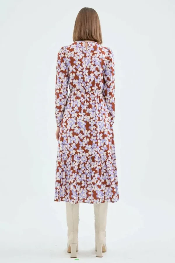 Vestido midi evasé con estampado de flores-COMPAÑIAFANTASTICA Cheap