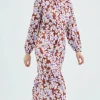 Vestido midi evasé con estampado de flores-COMPAÑIAFANTASTICA Cheap