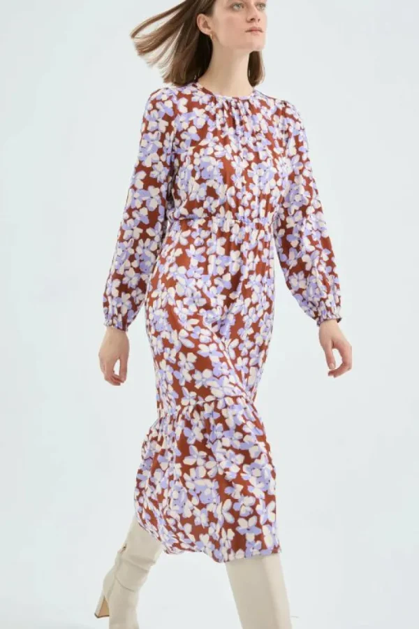 Vestido midi evasé con estampado de flores-COMPAÑIAFANTASTICA Cheap